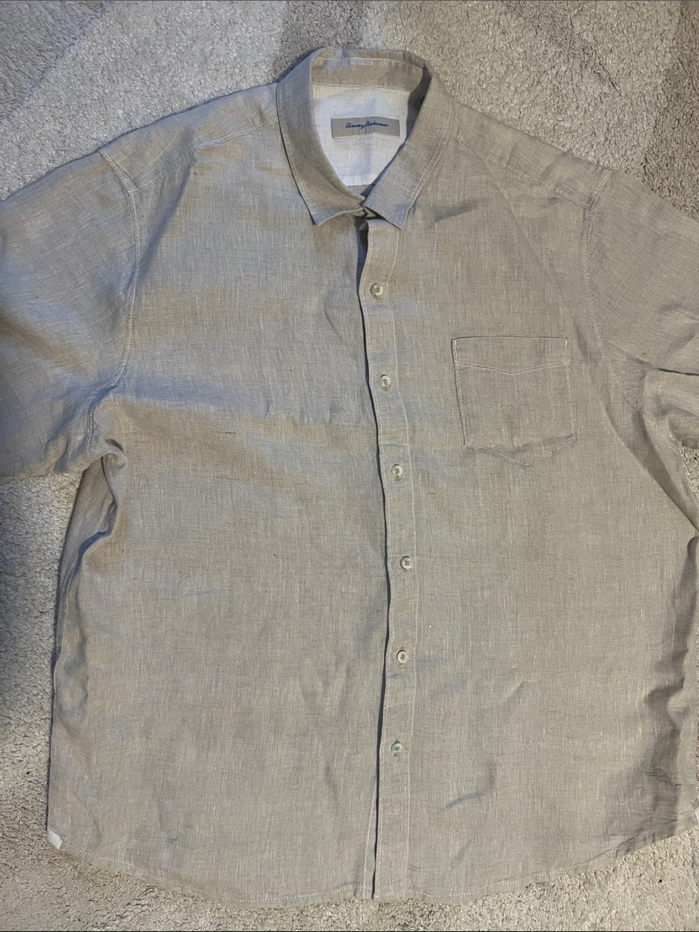 Tommy Bahama Light Beige Casual Linen Button-Down Shirt